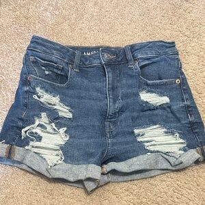 American Eagle Outfitters Blue Distressed Jean Shorts